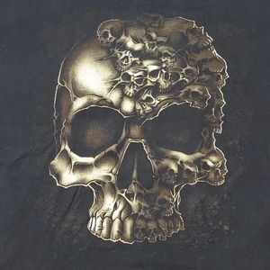 Graphic T-Shirt Mens XL Skulls Within A Skull Black Short Sleeve Shirt